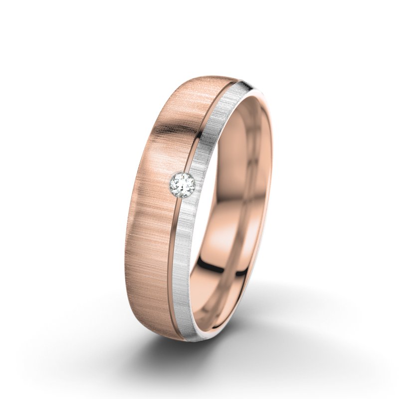 Diamantring Ginger F5, Rotgold 375 quermatt, von vorn