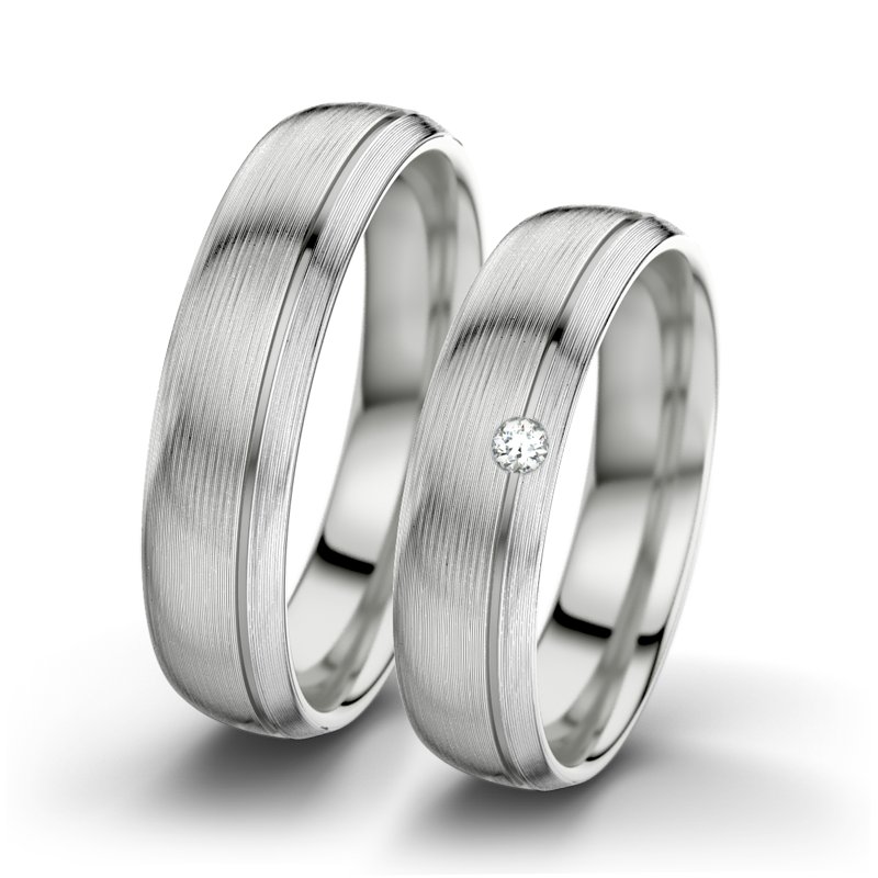 Diamantring Ginger F5, Sterlingsilber 925 längsmatt, von vorn
