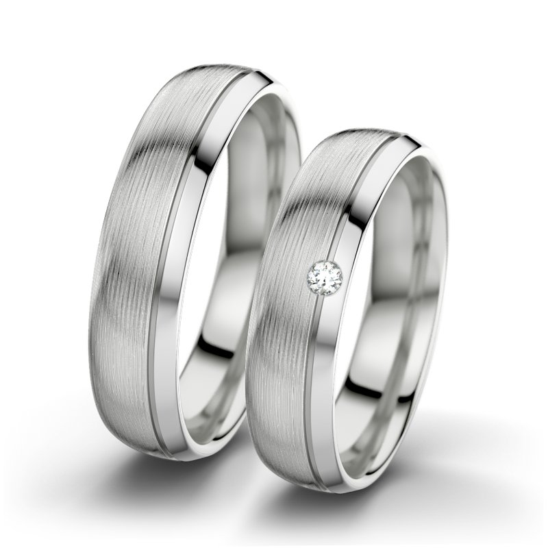 Diamantring Ginger F5, Sterlingsilber 925 längsmatt, von vorn