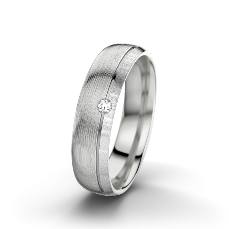 Diamantring Ginger F5, Sterlingsilber 925 längsmatt, von vorn