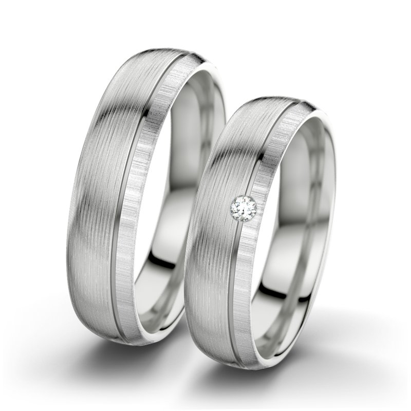 Diamantring Ginger F5, Sterlingsilber 925 längsmatt, von vorn