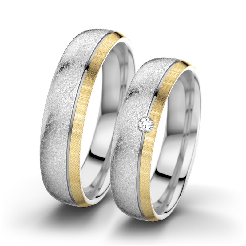 Diamantring Ginger F5, Weißgold 585 eismatt, von vorn