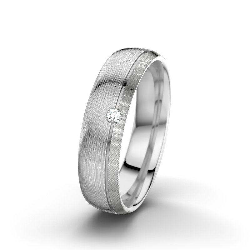 Diamantring Ginger F5, Weißgold 750 längsmatt, von vorn