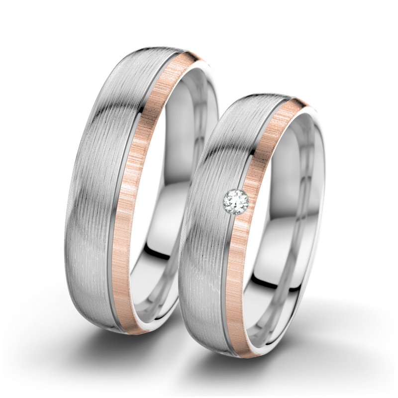 Diamantring Ginger F5, Weißgold 750 längsmatt, von vorn
