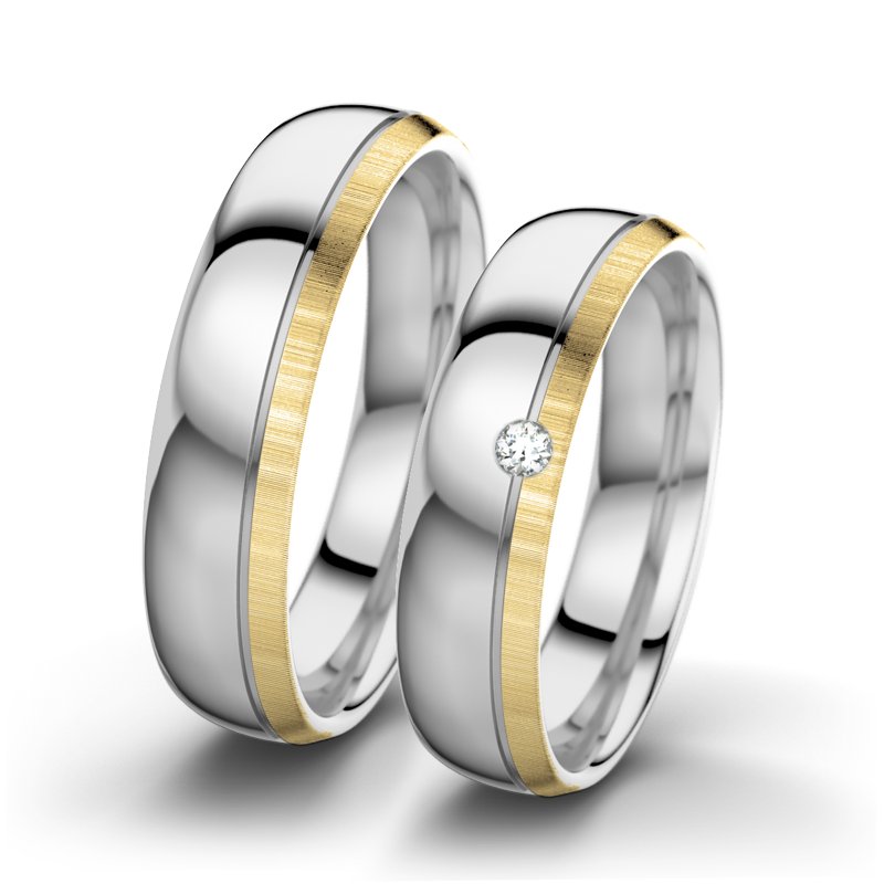 Diamantring Ginger F5, Weißgold 750 poliert, von vorn