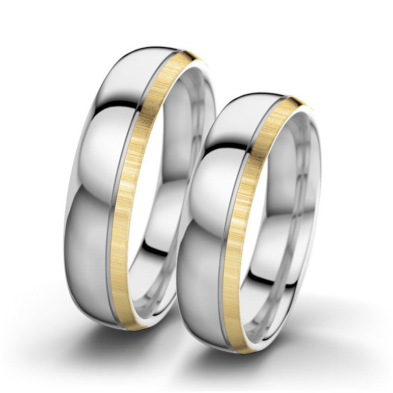 Kein Stein Weißgold poliertring Ginger F5, Weißgold 750 poliert, von vorn