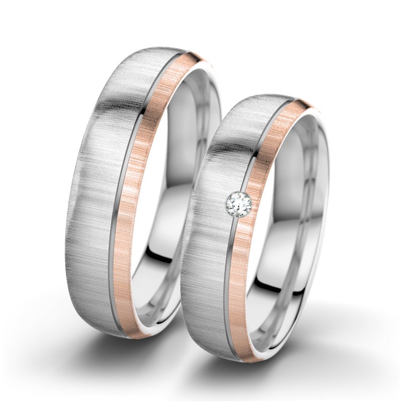 Diamantring Ginger F5, Weißgold 750 quermatt, von vorn
