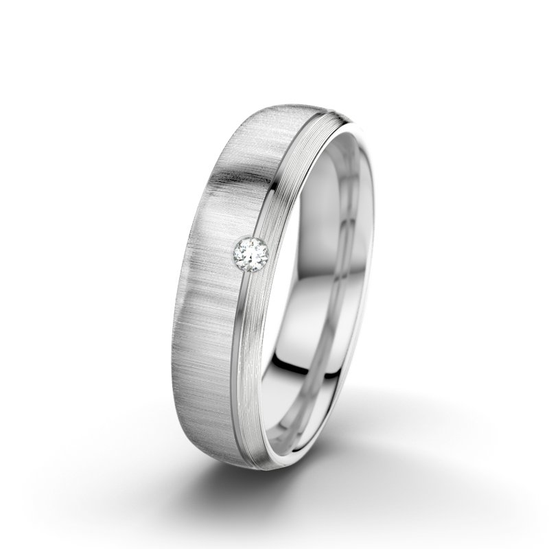 Diamantring Ginger F5, Weißgold 585 quermatt, von vorn