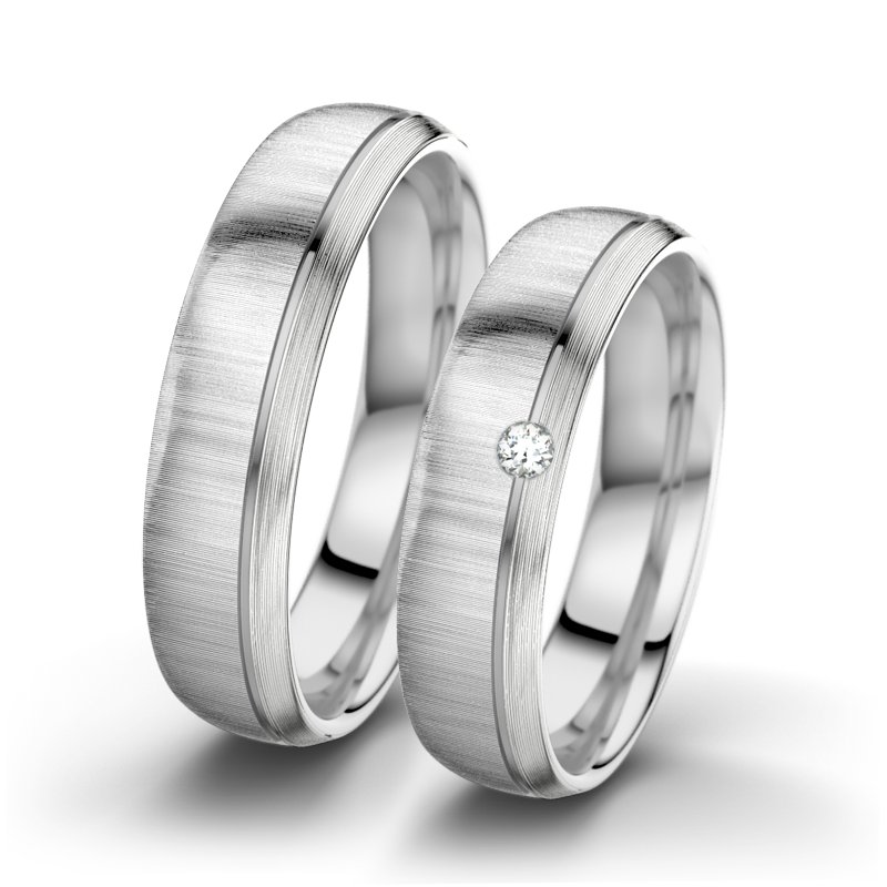 Diamantring Ginger F5, Weißgold 585 quermatt, von vorn