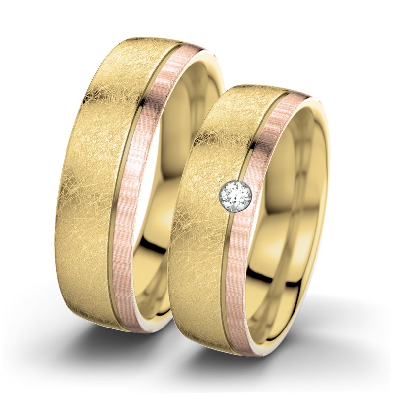 Diamantring Ginger F6, Gelbgold 585 eismatt, von vorn
