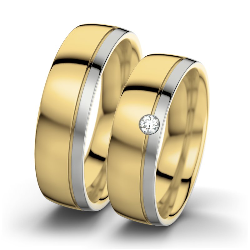 Diamantring Ginger F6, Gelbgold 375 poliert, von vorn