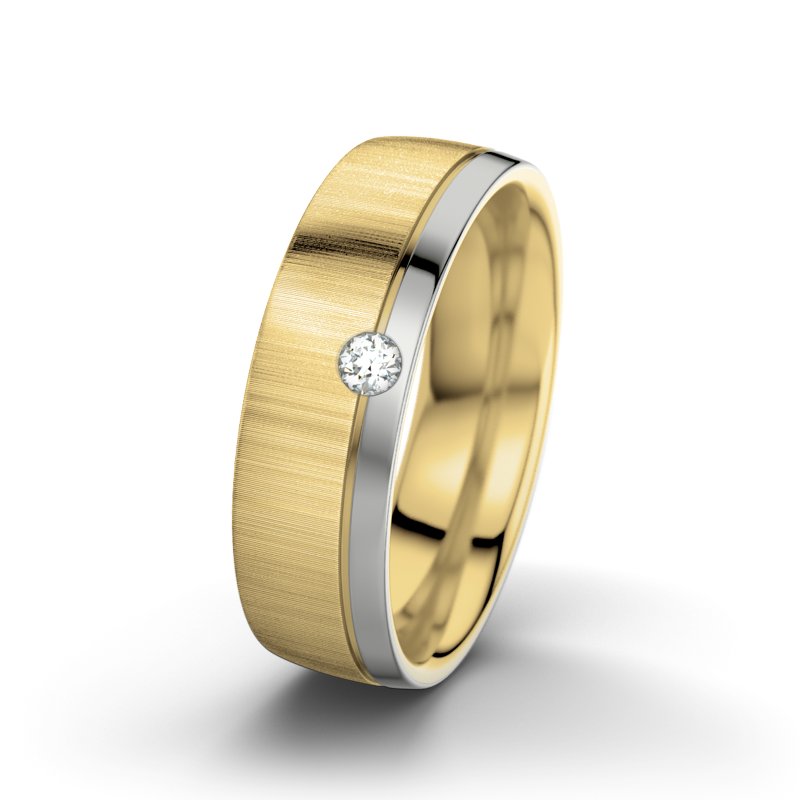 Diamantring Ginger F6, Gelbgold 750 quermatt, von vorn