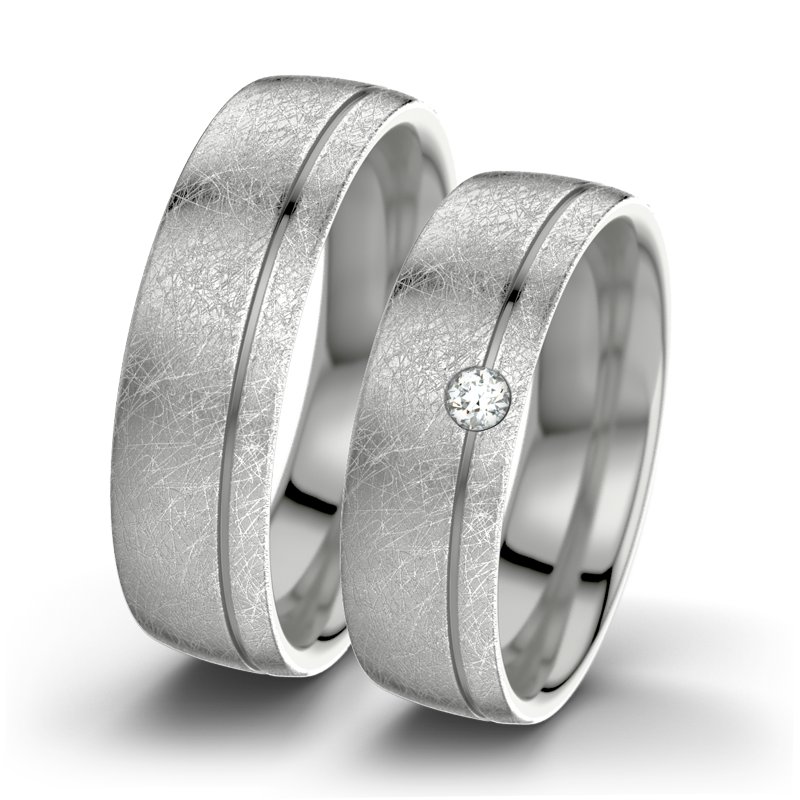 Diamantring Ginger F6, Palladium 950 eismatt, von vorn