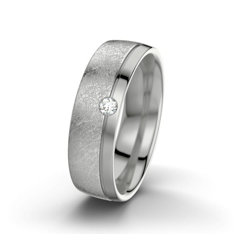 Diamantring Ginger F6, Palladium 585 eismatt, von vorn