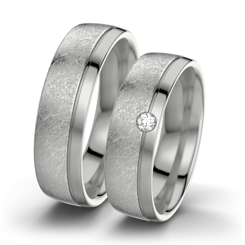 Diamantring Ginger F6, Palladium 585 eismatt, von vorn