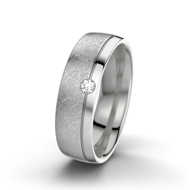 Diamantring Ginger F6, Palladium 585 eismatt, von vorn