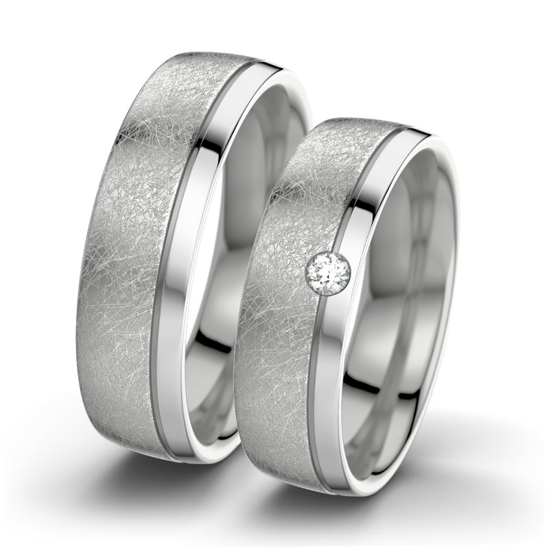 Diamantring Ginger F6, Palladium 585 eismatt, von vorn