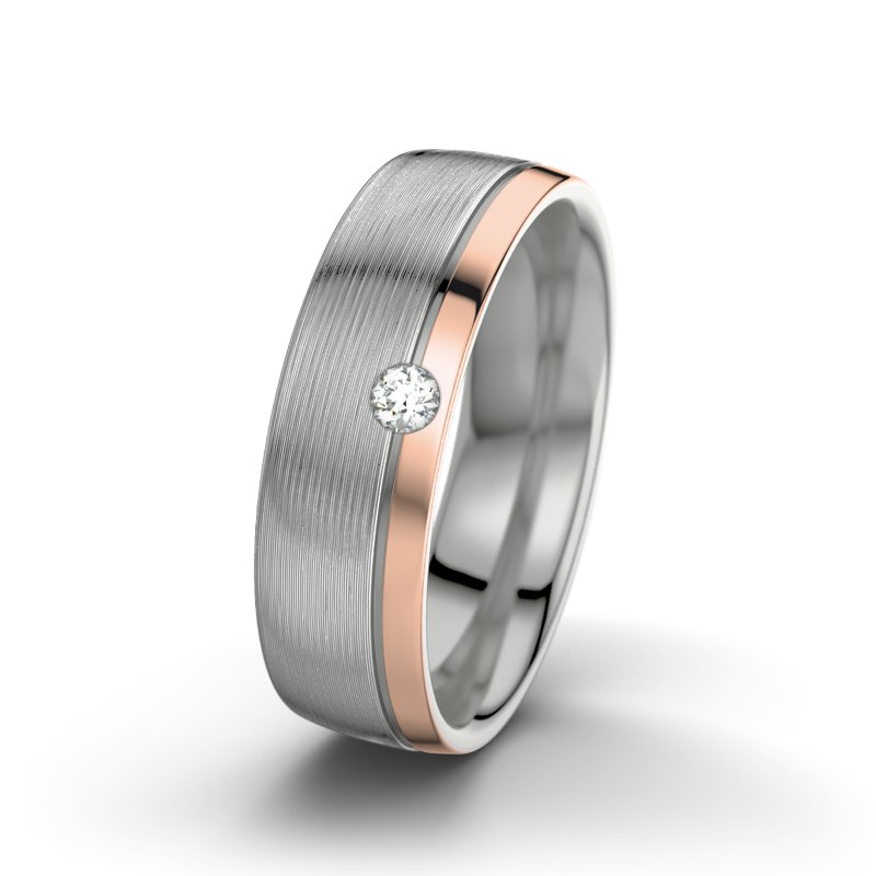 Diamantring Ginger F6, Palladium 585 längsmatt, von vorn
