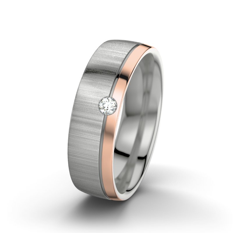 Diamantring Ginger F6, Palladium 950 quermatt, von vorn