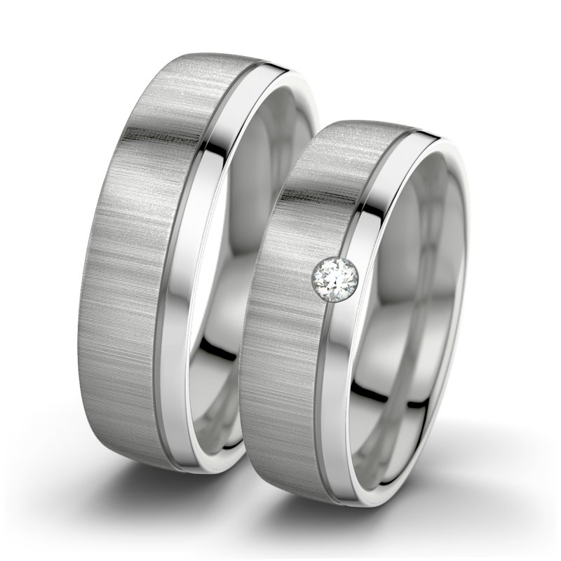 Diamantring Ginger F6, Palladium 585 quermatt, von vorn
