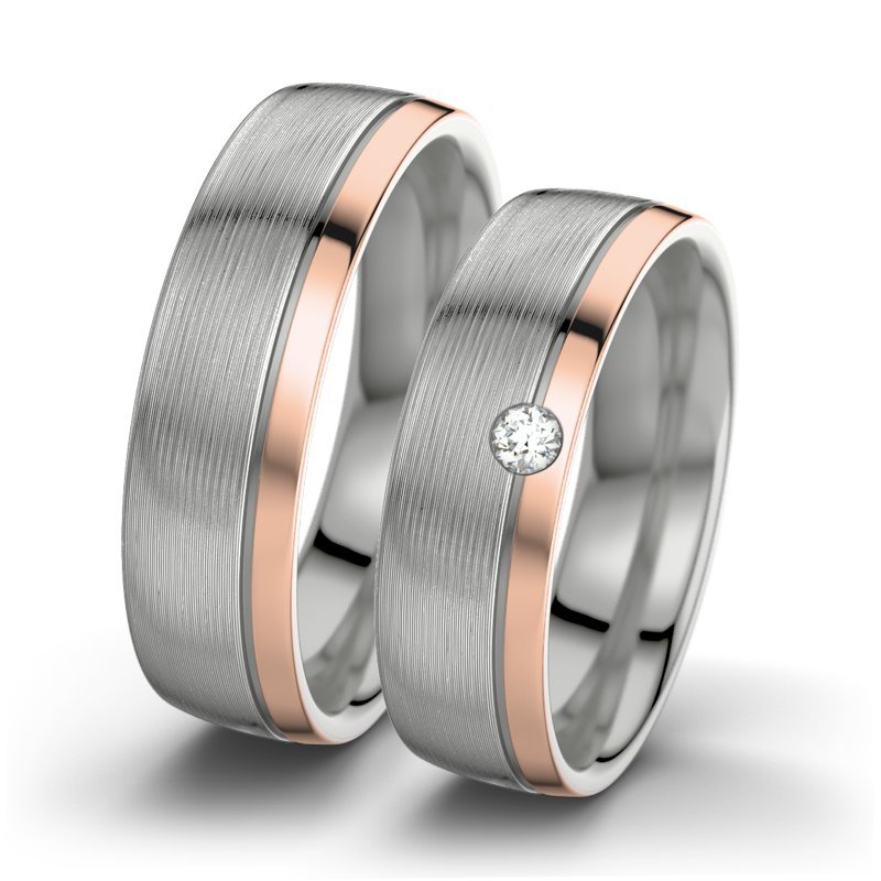 Diamantring Ginger F6, Platinum 600 längsmatt, von vorn