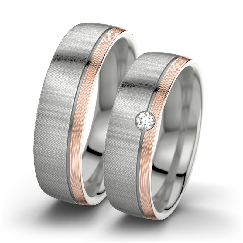 Diamantring Ginger F6, Platinum 600 quermatt, von vorn