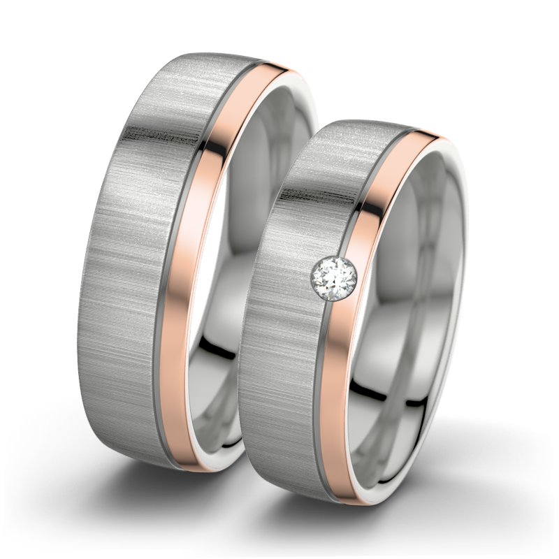 Diamantring Ginger F6, Platinum 950 quermatt, von vorn
