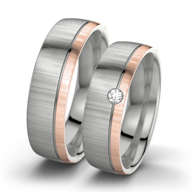 Diamantring Ginger F6, Platinum 600 quermatt, von vorn