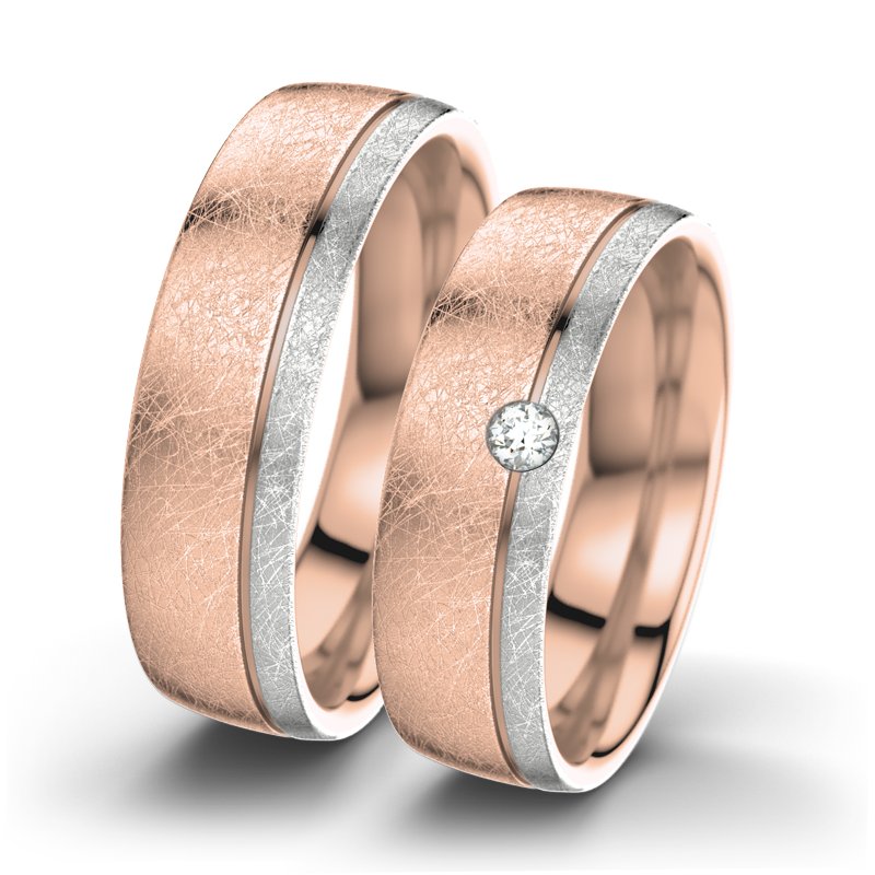 Diamantring Ginger F6, Rotgold 750 eismatt, von vorn