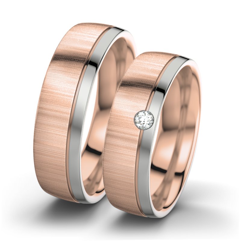 Diamantring Ginger F6, Rotgold 750 quermatt, von vorn