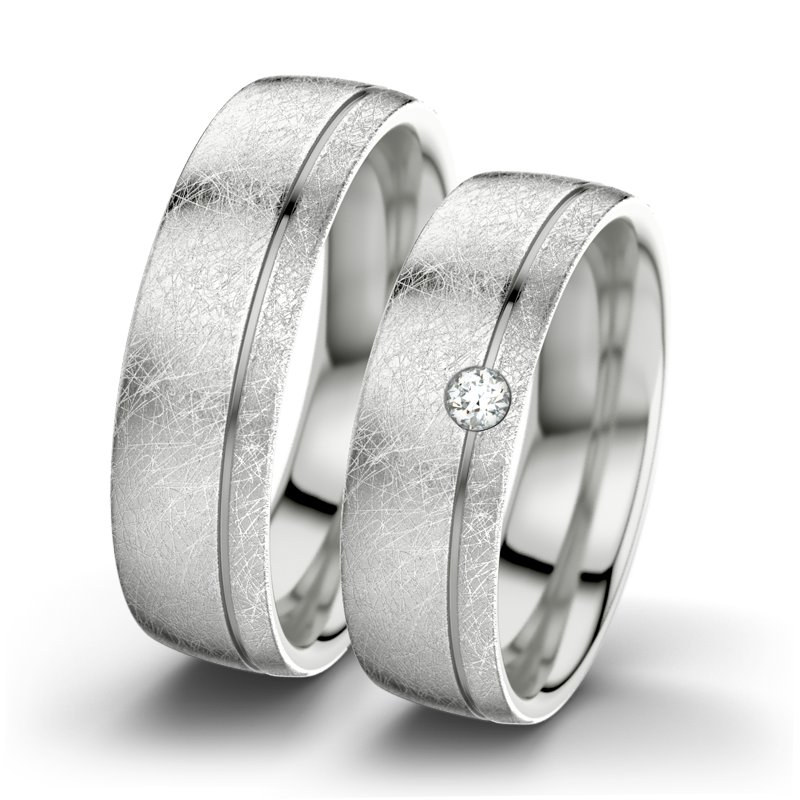 Diamantring Ginger F6, Sterlingsilber 925 eismatt, von vorn