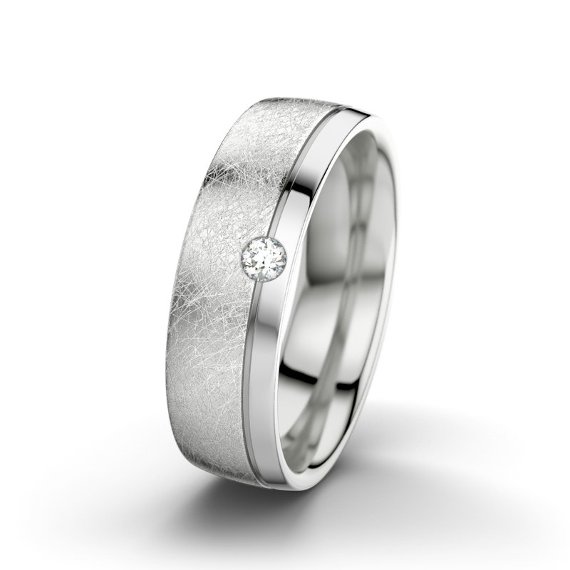 Diamantring Ginger F6, Sterlingsilber 925 eismatt, von vorn