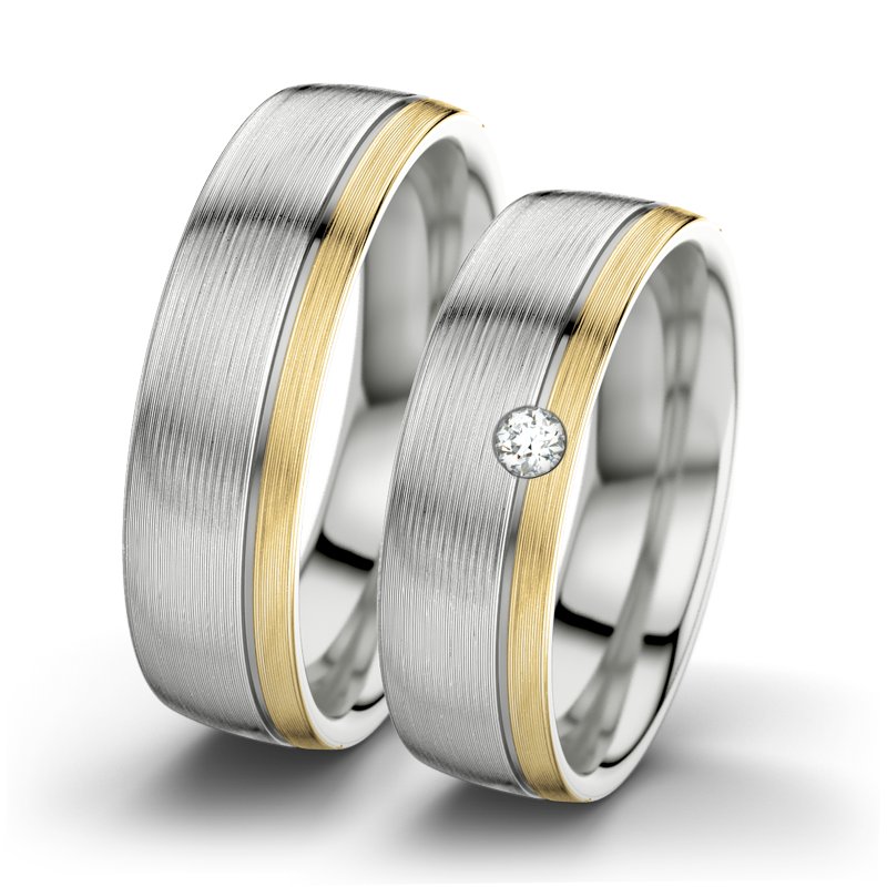 Diamantring Ginger F6, Sterlingsilber 925 längsmatt, von vorn
