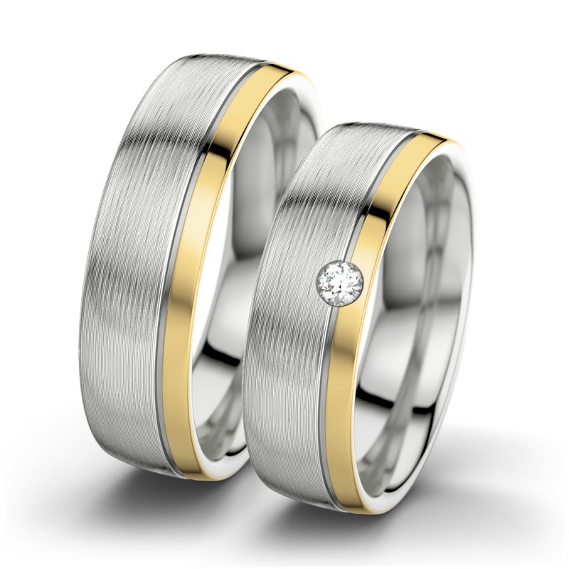 Diamantring Ginger F6, Sterlingsilber 925 längsmatt, von vorn