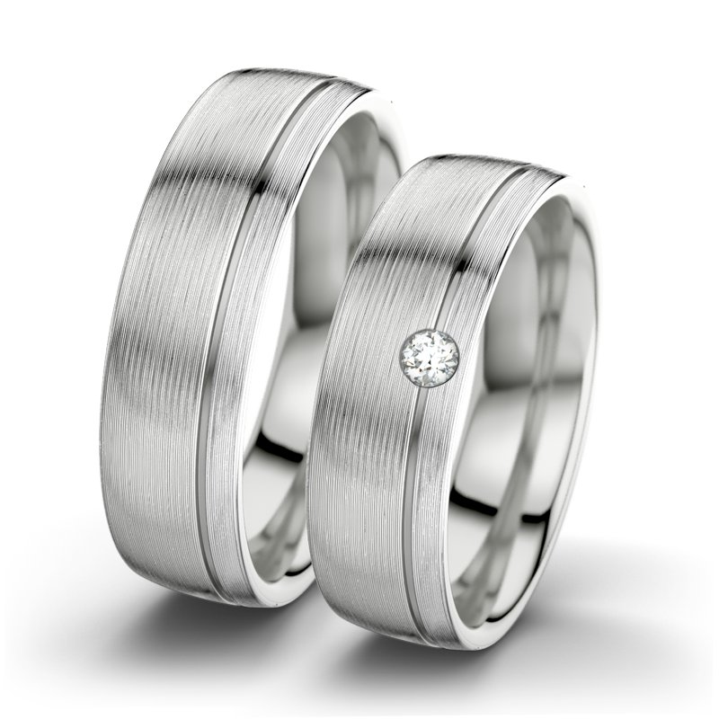 Diamantring Ginger F6, Sterlingsilber 925 längsmatt, von vorn