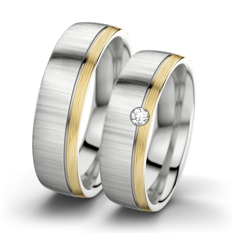 Diamantring Ginger F6, Sterlingsilber 925 quermatt, von vorn
