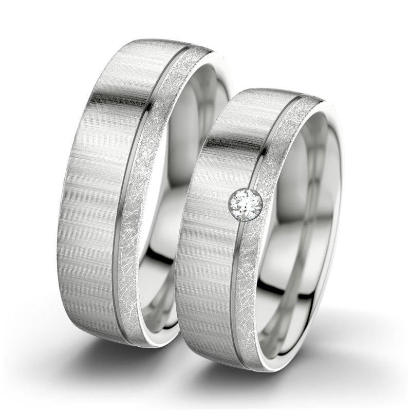 Diamantring Ginger F6, Sterlingsilber 925 quermatt, von vorn