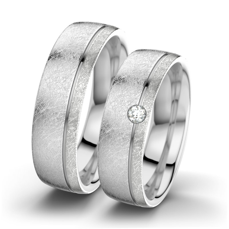 Diamantring Ginger F6, Weißgold 750 eismatt, von vorn