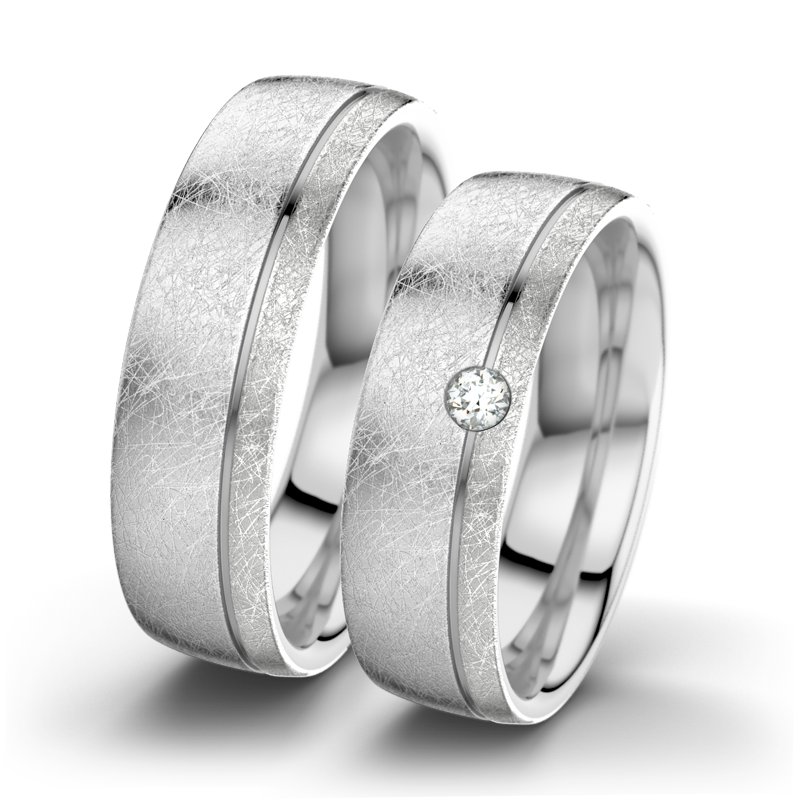 Diamantring Ginger F6, Weißgold 585 eismatt, von vorn