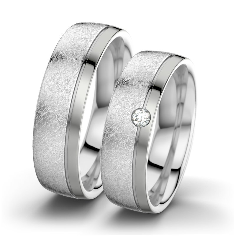 Diamantring Ginger F6, Weißgold 750 eismatt, von vorn