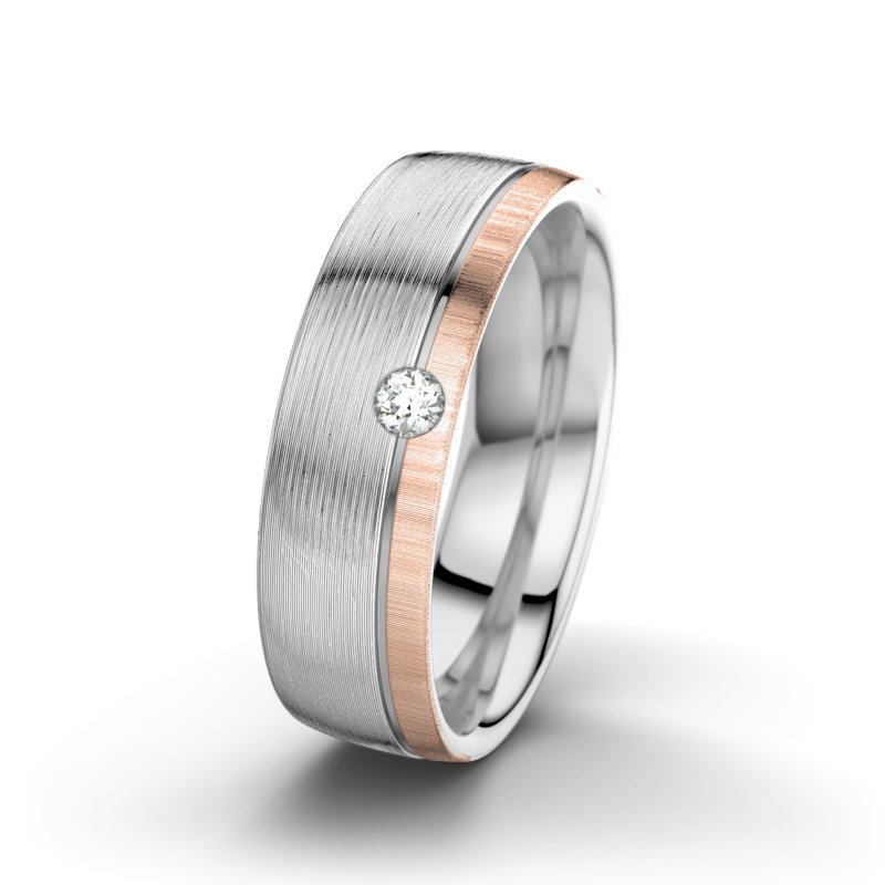 Diamantring Ginger F6, Weißgold 750 längsmatt, von vorn