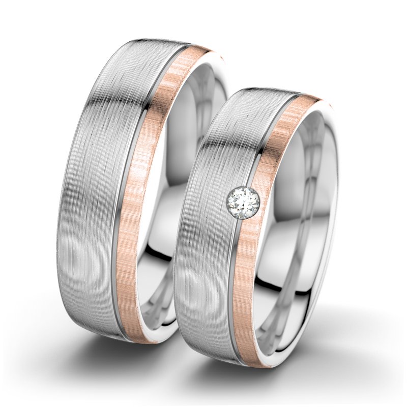 Diamantring Ginger F6, Weißgold 750 längsmatt, von vorn