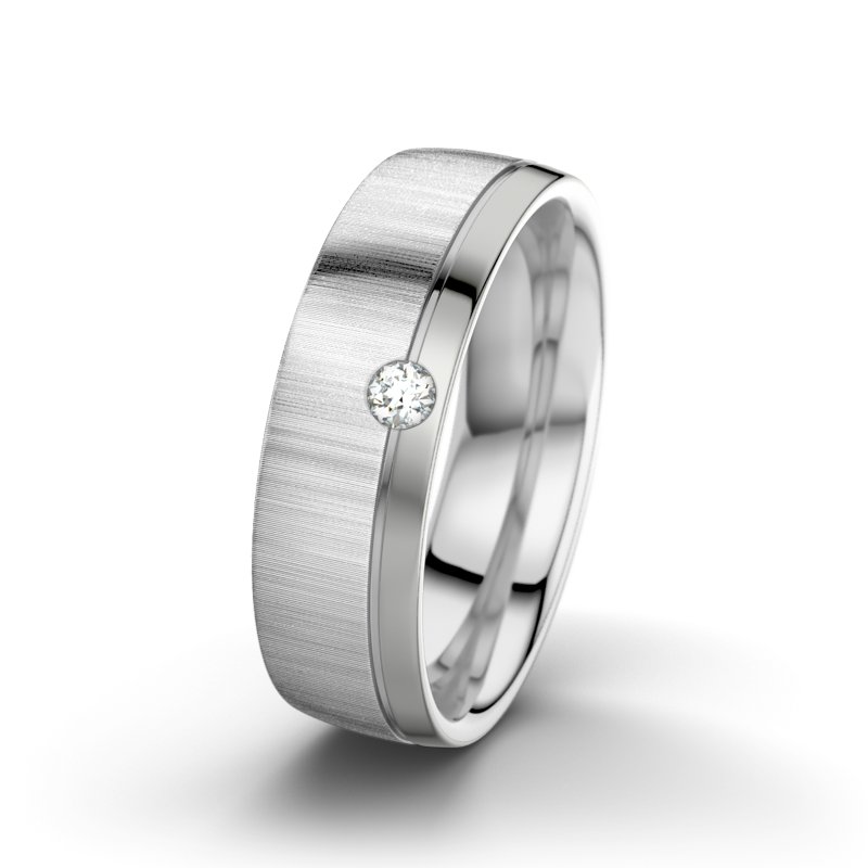 Diamantring Ginger F6, Weißgold 750 quermatt, von vorn