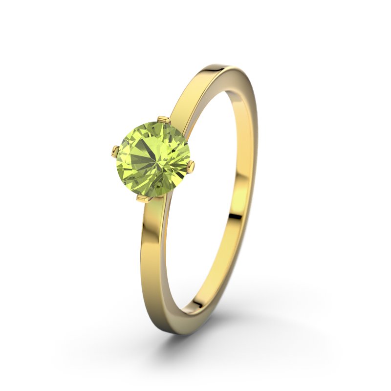 Peridot Gelbgoldring Göteborg, Gelbgold 750, von vorn