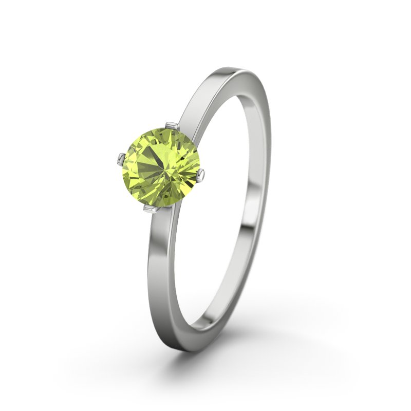 Peridot Platinumring Göteborg, Platinum 950, von vorn