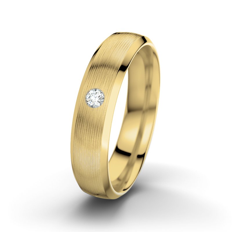 Diamantring Hamlet M5, Gelbgold 750 längsmatt, von vorn