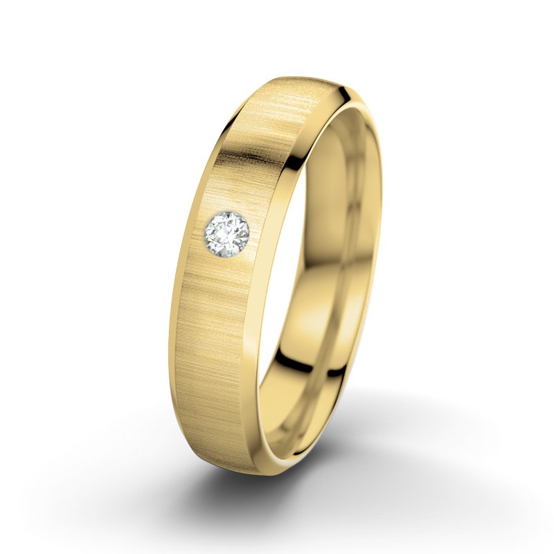 Diamantring Hamlet M5, Gelbgold 750 quermatt, von vorn