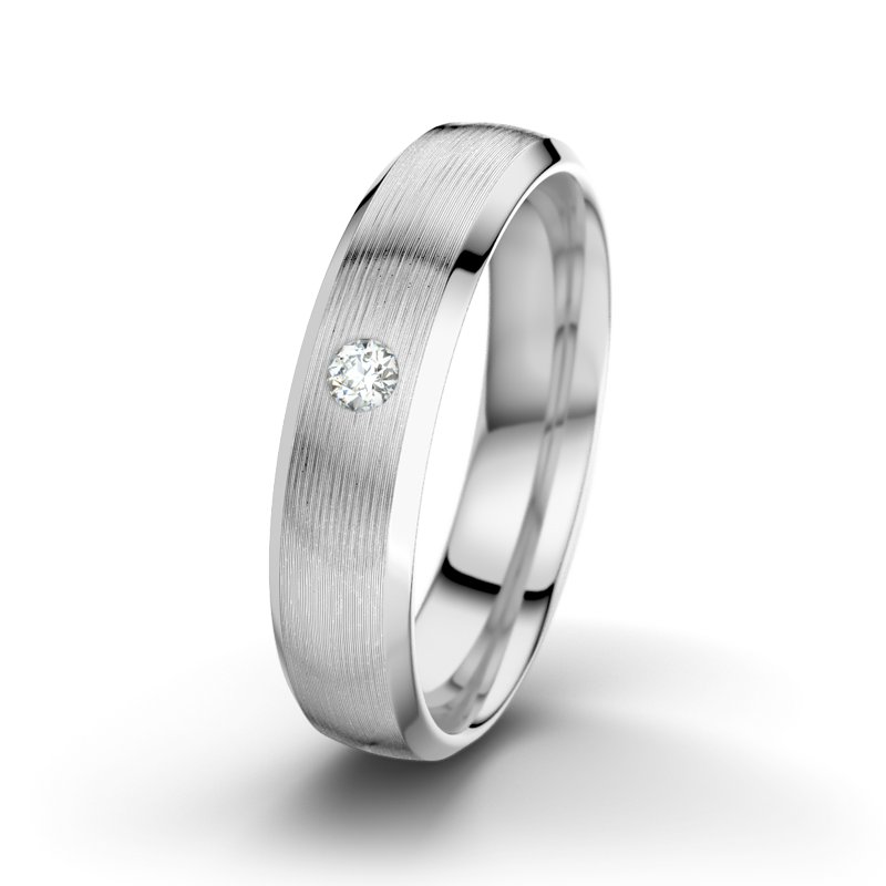 Diamantring Hamlet M5, Weißgold 750 längsmatt, von vorn