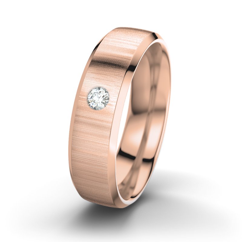 Diamantring Hamlet M6, Rotgold 750 quermatt, von vorn