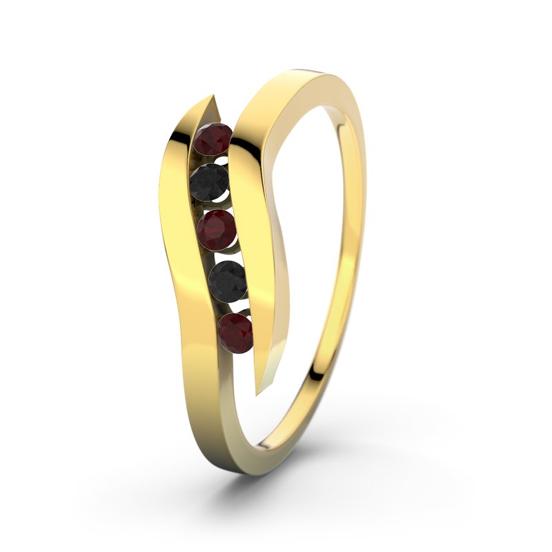 Granat Gelbgoldring Hazel, Gelbgold 375, von vorn
